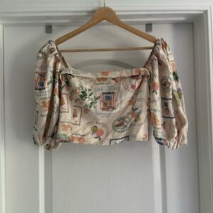 Abercrombie & Fitch Cream Puff Sleeve Crop Top